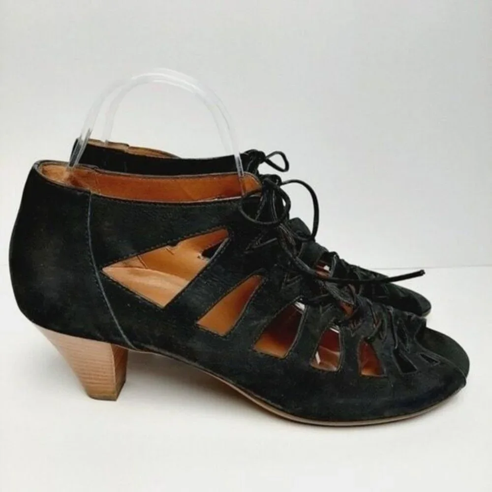 PAUL GREEN Prague Handmade Gladiator Cut Out Lace-up Suede Heels Sz 8 - Picture 4 of 15